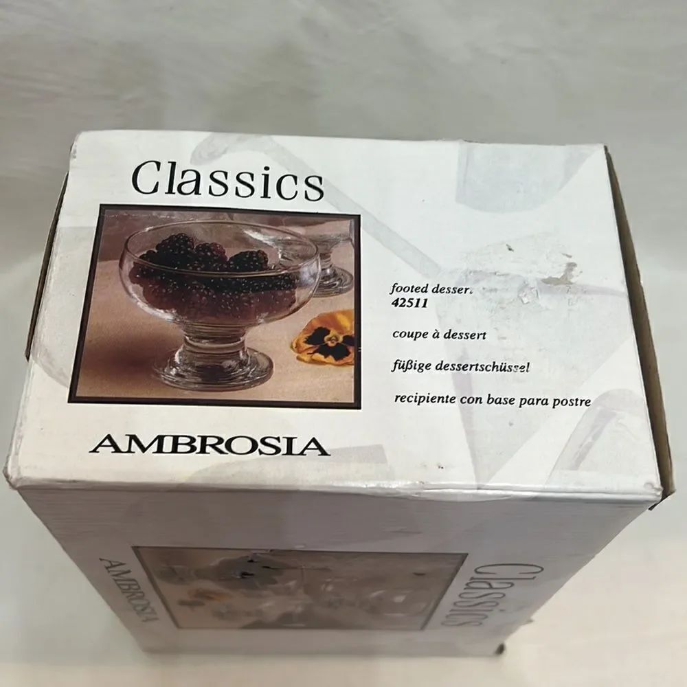 Classics Ambrosia Cups Durable Clear Glass Set Of 4 Footed Dessert Ice Cream - Picture 4 of 6